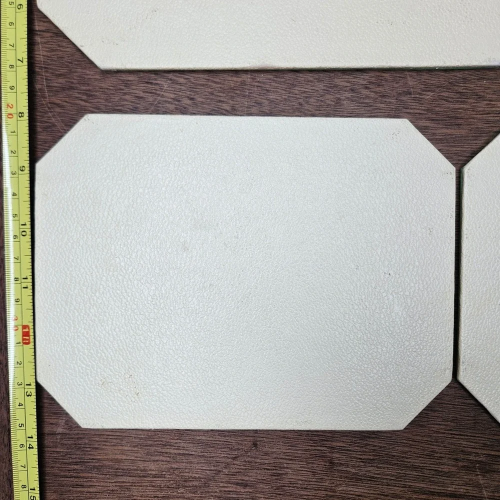 Vtg Green Floral Damask Octagon Placemats Trivets‎ Set of 3 Faux Leather Vinyl
